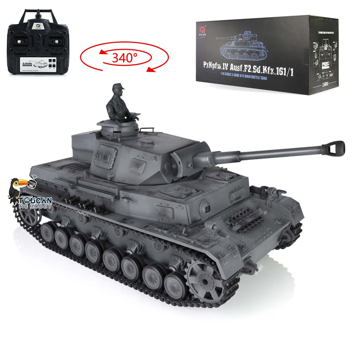 Henglong 1/16 TK7.0 Plastic German Panzer IV F2 3859 RTR RC Tank Model Infrared Combat BB Pivot Steering Smoke Unit Metal Barrel
