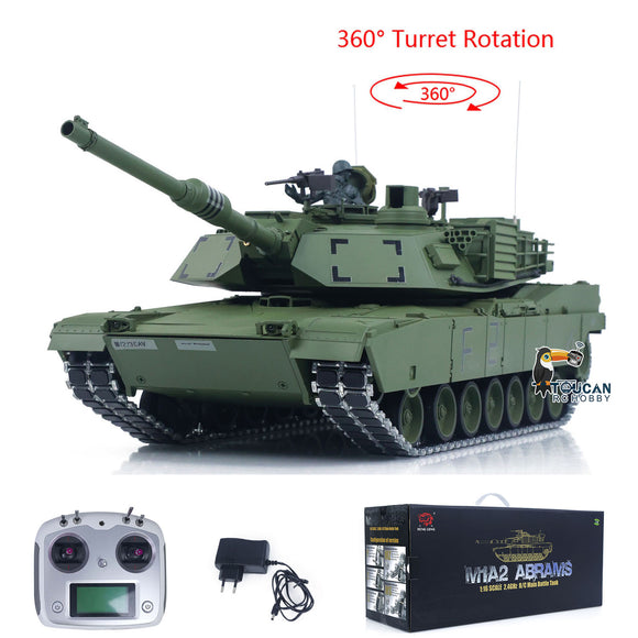 1/16 TOUCAN Remote Control Battle Tank 3918 Abrams M1A2 Metal Gearbox 360 Rotation Barrel Recoil Elevation Laser Aiming Light
