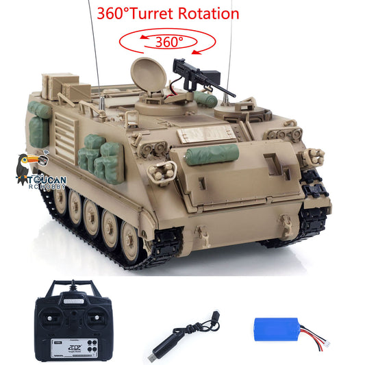TOUCAN RC HOBBY Fast Free Shipping Tongde 1/16 RC Military Tank M2412-C M113A2 APC Turret Rotation 360 Degree Infrared LED Light Sound System Remote Control Electric Toy Model
