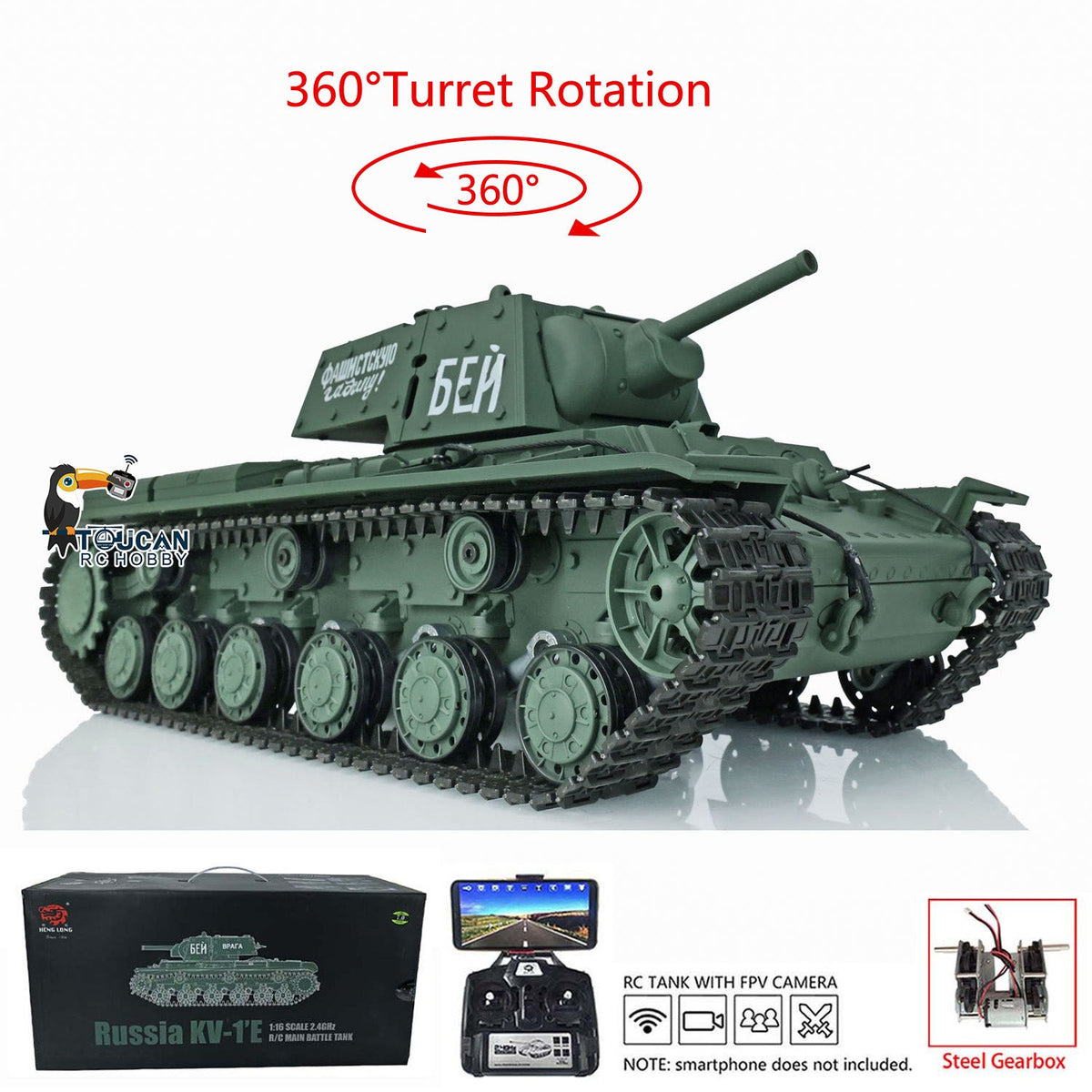 Henglong 1/16 TK7.0 Plastic Panther G Soviet KV-1 RTR RC Tank 3879/3878 Model BB IR Smoke FPV 360 Degrees Turret Metal Barrel Steel Gearbox