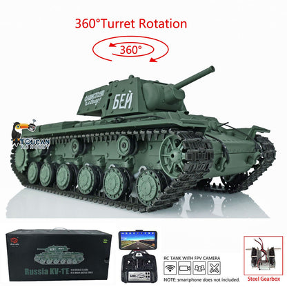 Henglong 1/16 TK7.0 Plastic Panther G Soviet KV-1 RTR RC Tank 3879/3878 Model BB IR Smoke FPV 360 Degrees Turret Metal Barrel Steel Gearbox