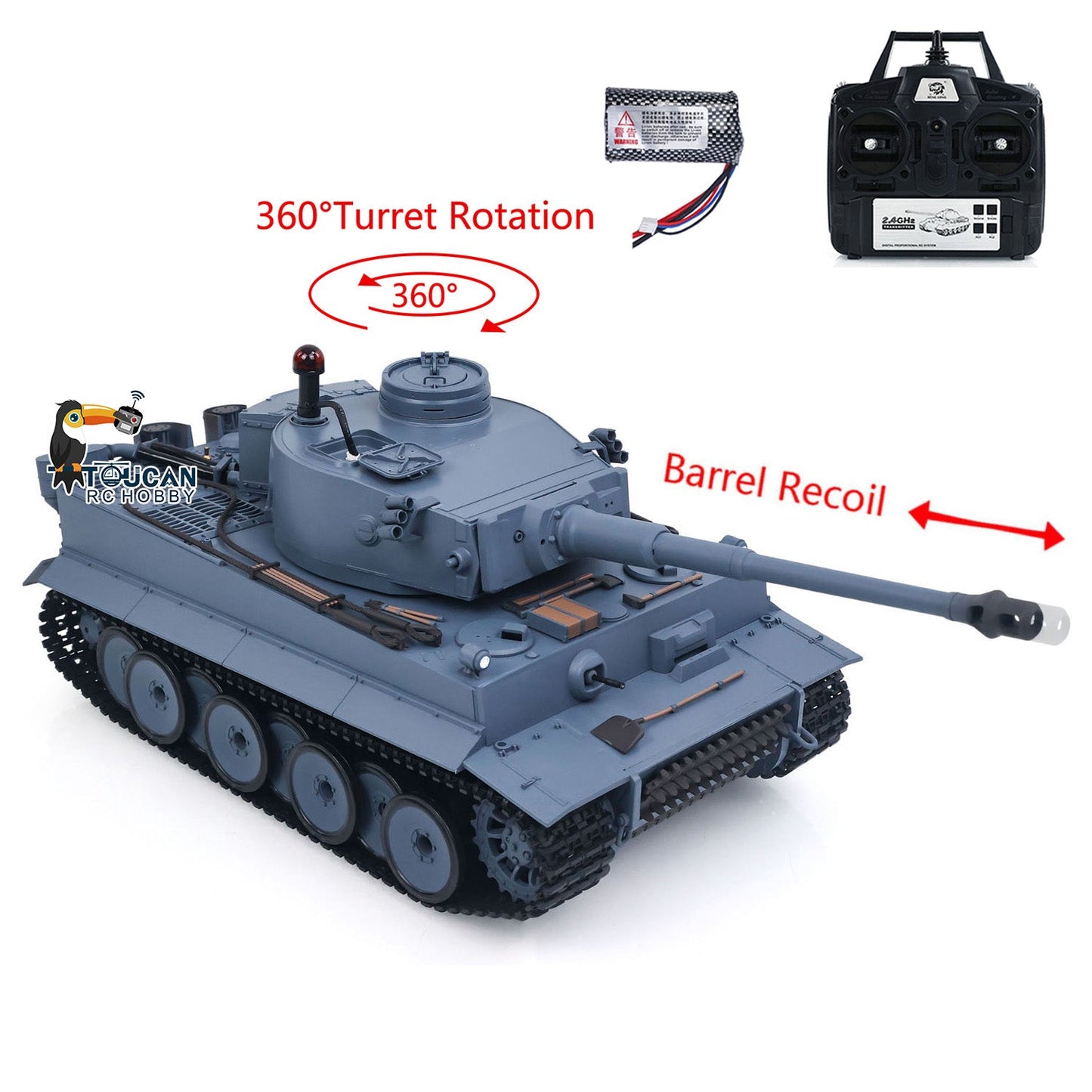 Henglong 1/16 TK7.0 Plastic German Tiger I RTR RC Tank 3818 Infrared Combat BB Sounds Lights Smoke Model Metal Barrel Recoil