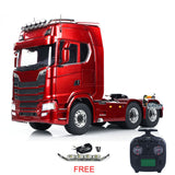 1/14 6x6 RC Tractor Truck Remote Control Car Construction Truck Metal Chassis 2-Speed Transmission CNC Differential Lock Axles