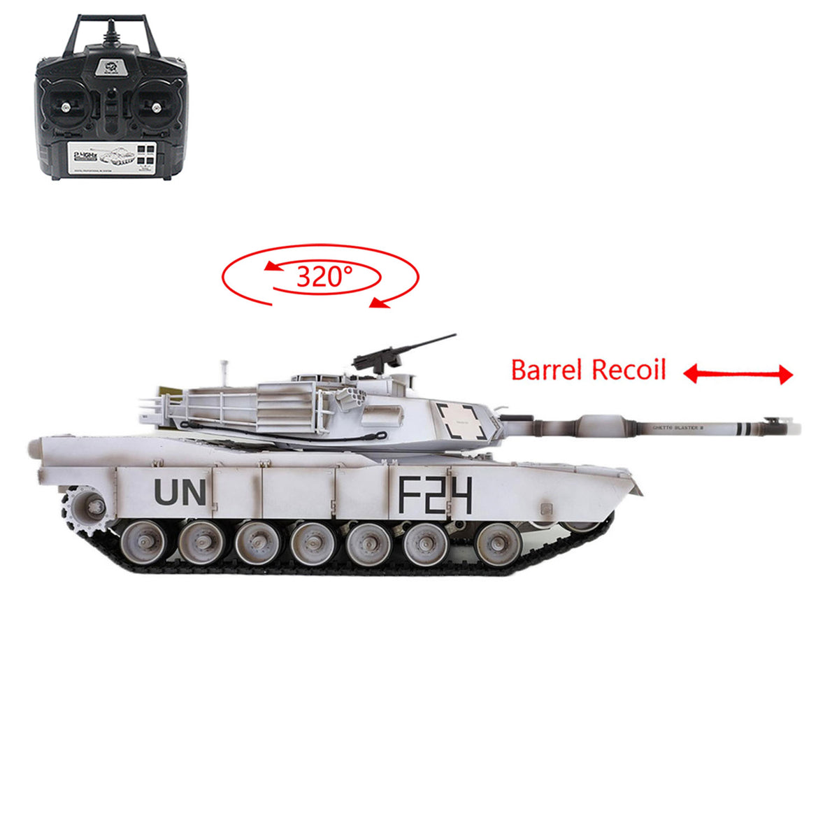Plastic Henglong 1/16 7.0 Mainboard RC Tank  M1A2 Abrams 3918 Barrel Recoil BB IR Steel Gearbox Battery Smoke Radio 320degree Turret