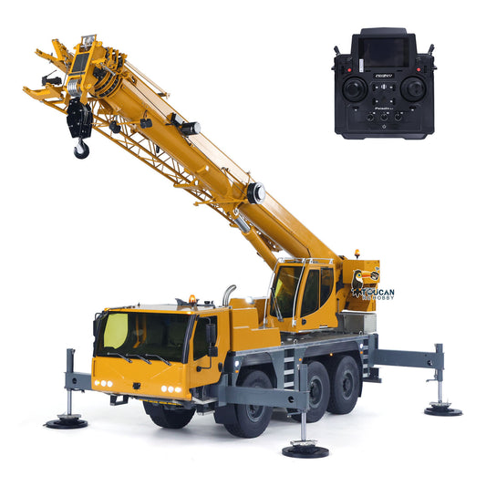 Eyewhale D1050 1/14 Metal RC Hydraulic Mobile Crane Truck 3 Axles All Terrain Vehicle PL18EV Remote Controller for Model Enthusiasts