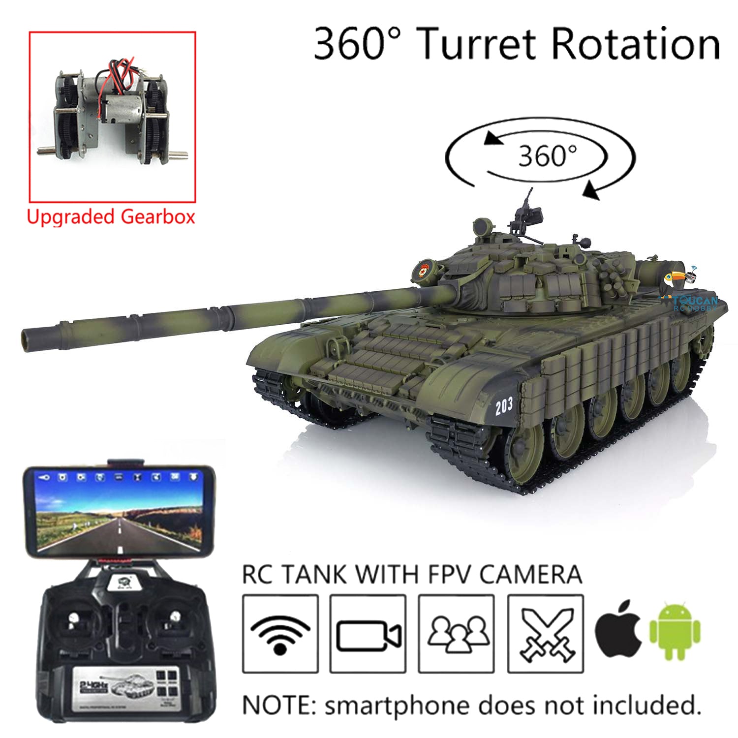  Upgraded 1/16 Scale Henglong Rc Tank Tk7.0 Challenger Ii Yellow  3908 Infrared Battel Bb Airsoft Metal Tracks Steel Gear Motors : Toys &  Games