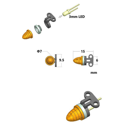 LED-Kunststoff-Markierungsleuchte, 2,2 V-3 V, hintere Begrenzungsleuchte für DIY Tamiya 1/14 RC Traktor-LKW-Modell, Sattelauflieger, Kipper, Autoteile