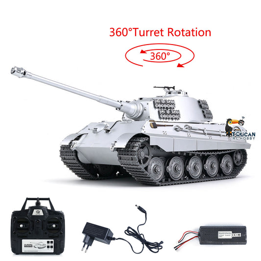 TOUCAN RC HOBBY Henglong 1/16 King Tiger Heavy RC Tank 3888 Metal Remote Control Military Tanks BB Firing 360 Degree Turret Smoke Light Sound