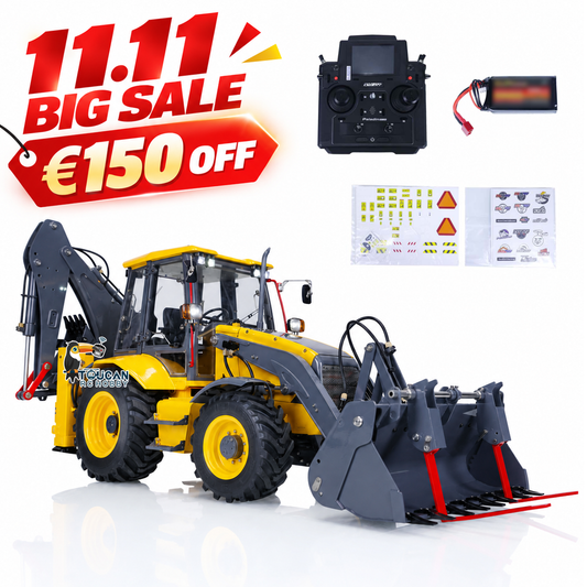 LESU 1/14 Metal Hydraulic RC Backhoe Loader AOUE BL71 2 in 1 Electric Excavator