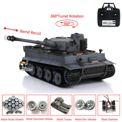 Henglong 1/16 TK7.0 German Tiger I RTR RC Tank 3818 with Barrel Recoil 360 Degrees Turret BB IR Smoke Metal Tracks Sprockets Idlers Road Wheels