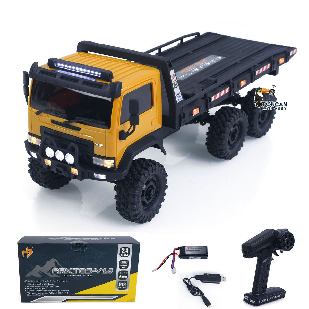 TOUCAN RC HOBBY Fast Free Shipping for EU Hobby Plus 1/18 Remote Control Off Road Car 6X6 RC Flatbed Truck 2Speed Gearbox Flysky ESC 280 Brushed Motor 6CH Radio RTR