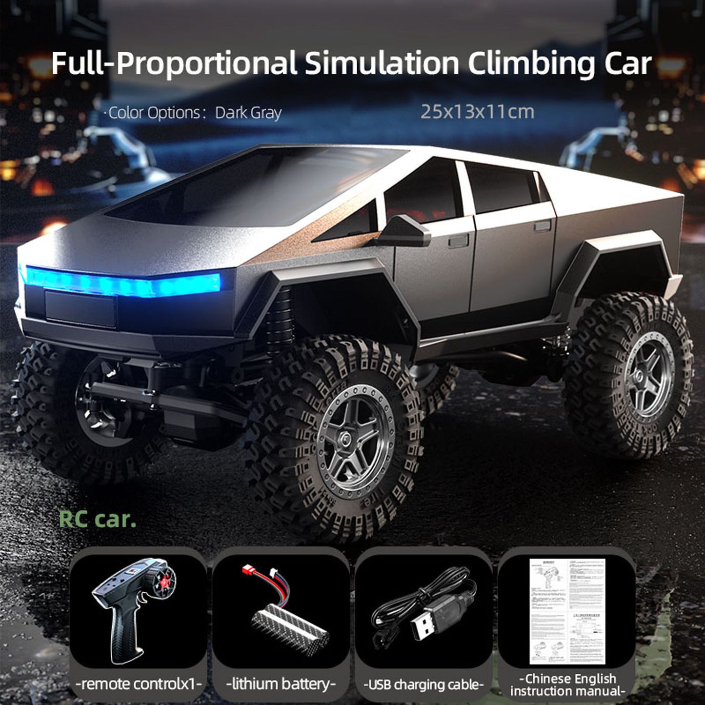 JJRC C8818 1/18 RC Rock Crawler Auto 4x4 2,4 GHz Fernbedienung Geländewagen 370 Bürstenmotor Ready to Go Batterie Licht