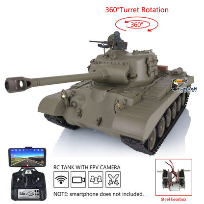 Henglong 1/16 Plastic TK7.0 3838 M26 RTR RC Tank Steel Gearbox FPV 360 Degrees Turret Infrared System Smoke BB Unit Sounds Lights