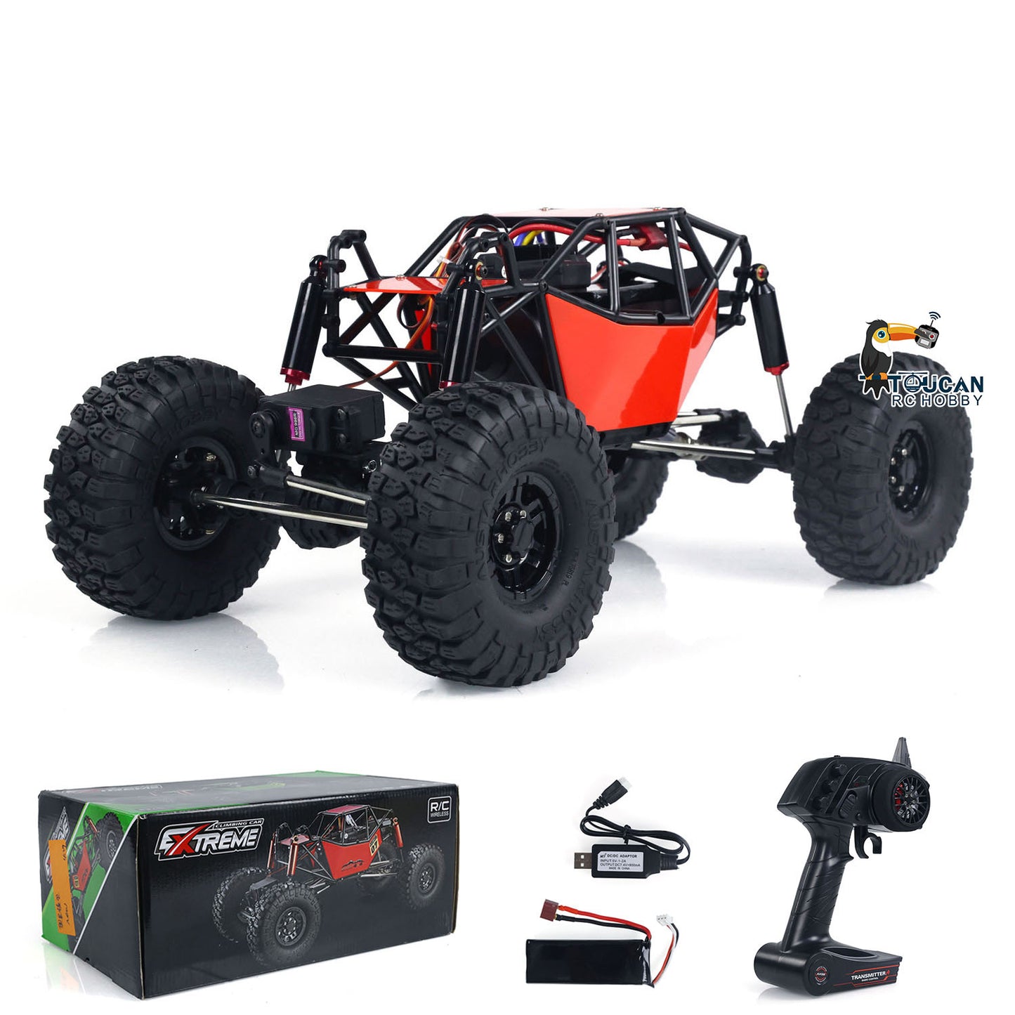 RTR RC Geländewagen im Maßstab 1/10, 4 x 4, ferngesteuerter Rock Crawler, Elektro-Truck, lackiert und montiert, mit einer Höchstgeschwindigkeit von 30 km/h
