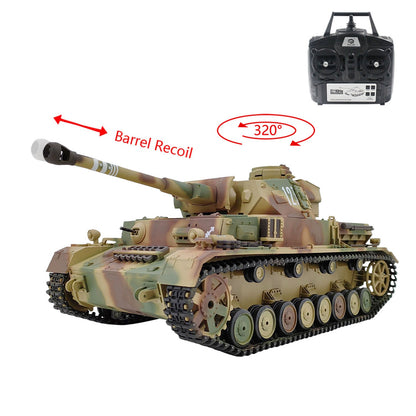 Henglong 1/16 TK7.0 Special Spray Painting Plastic German Panzer IV F2 3859 RTR RC Tank BB Infrared Combat Metal Suspension Arm Gearbox Smoke Model