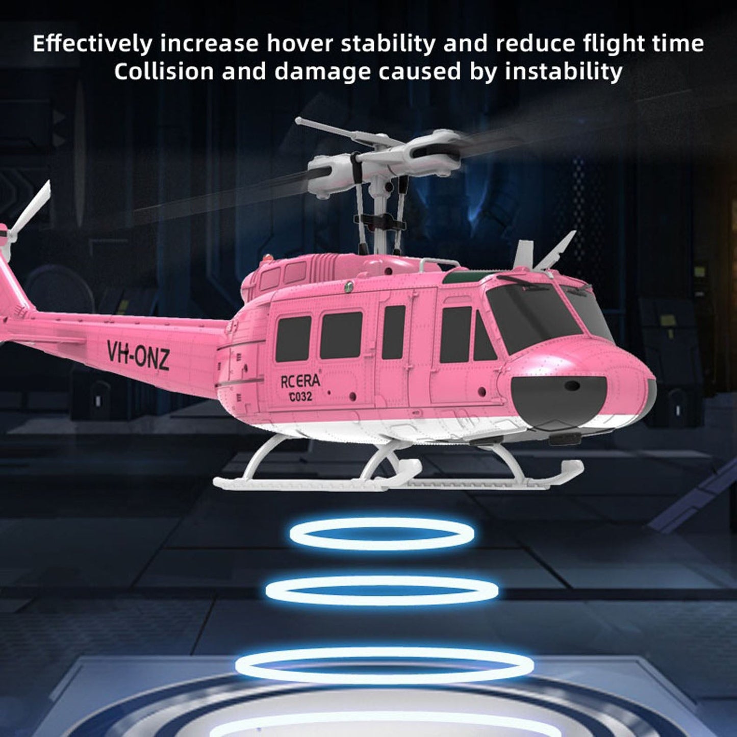 1/48 RC-Simulationshubschraubermodell C032 UH-1 Fernbedienungs-Stuntflugzeug Ein-Klick-3D-Flip Optische Flusspositionierung Geschenkspielzeug