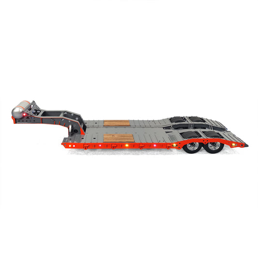 10.6 Inches Width Metal 2-Axle Gooseneck Low Flatbed Trailer for 1/14 TAMIYA Radio Controlled Tractor Truck DIY RC Model Car
