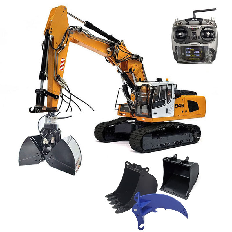 Remote Control Digger Racing Metal Tracked Vehicle Wheelfun 1/14 Scale RC Hydraulic Excavator ...