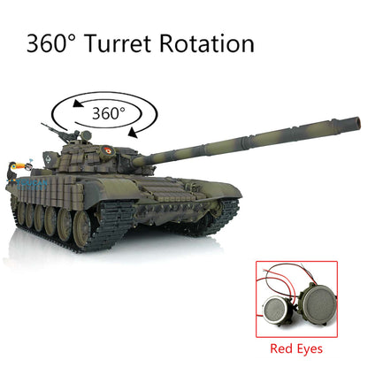 Henglong 2.4G 1/16 TK7.0 Plastic Russian T72 3939 RTR RC Tank with 360 Degrees Turret Red Eyes BB Unit Infrared Combat Smoke