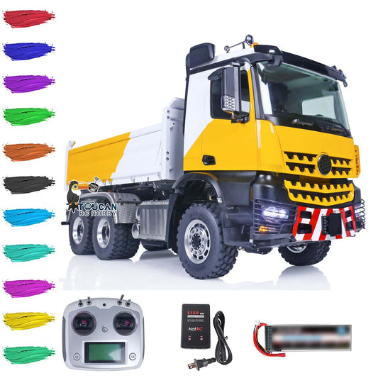 TOUCAN RC HOBBY LESU K3363 Cabin 1/14 Metal 6x6 RC Hydraulic Dump Truck Model FlySky I6S Radio Controller 3 Speed Transmission Differential Lock for Club Events