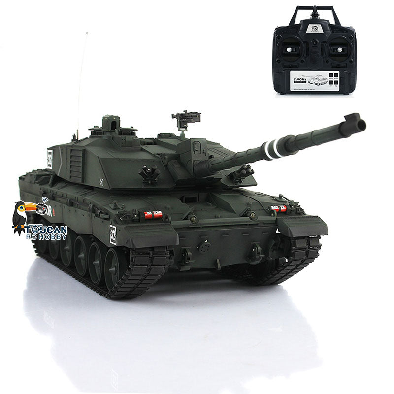 Henglong 1/16 TK7.0 Professional British Challenger II 3908 RTR RC Tank 360 Degrees Turret BB IR Smoke Metal Tracks Sprockets Idlers Road Wheels Gearbox