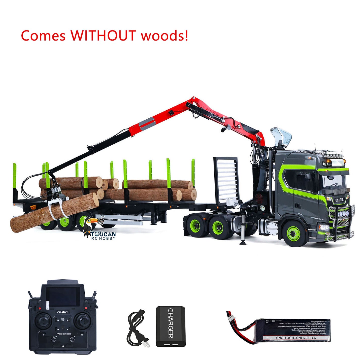 In Stock TOUCAN RC HOBBY Assembled 6X6 Metal Chassis 1/14 RC Tractor Truck 770S Hydraulic Crane Logging Trailer PL18EV Lite