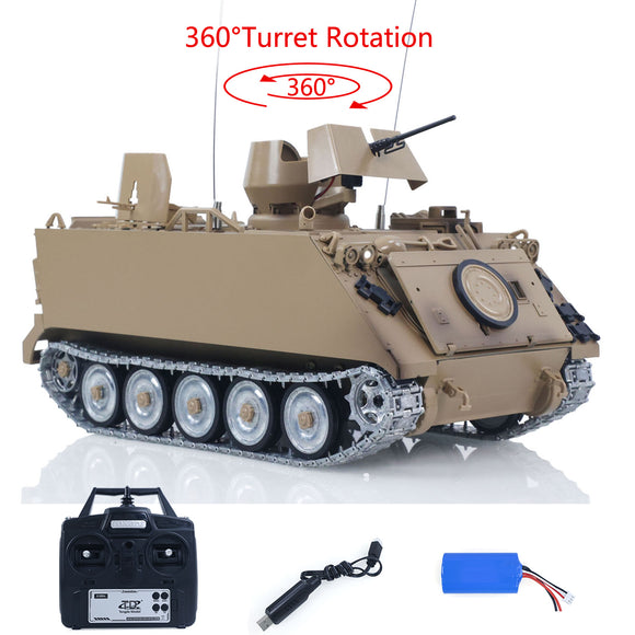TD 1/16 RC Tank M2412-B M113A1 ACAV 360 Turret Rotation Infrared Metal Wheels Gearbox Smoke Unit Radio Control Military Model