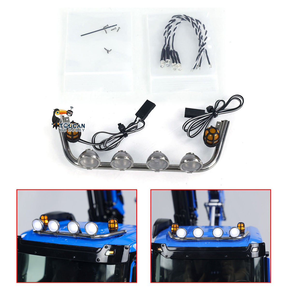 Kabinendach Low-Top K3363 Spot Light Bar Lampe LED Rundumlicht für 1/14 RC Truck Cars Ferngesteuerter Dumper