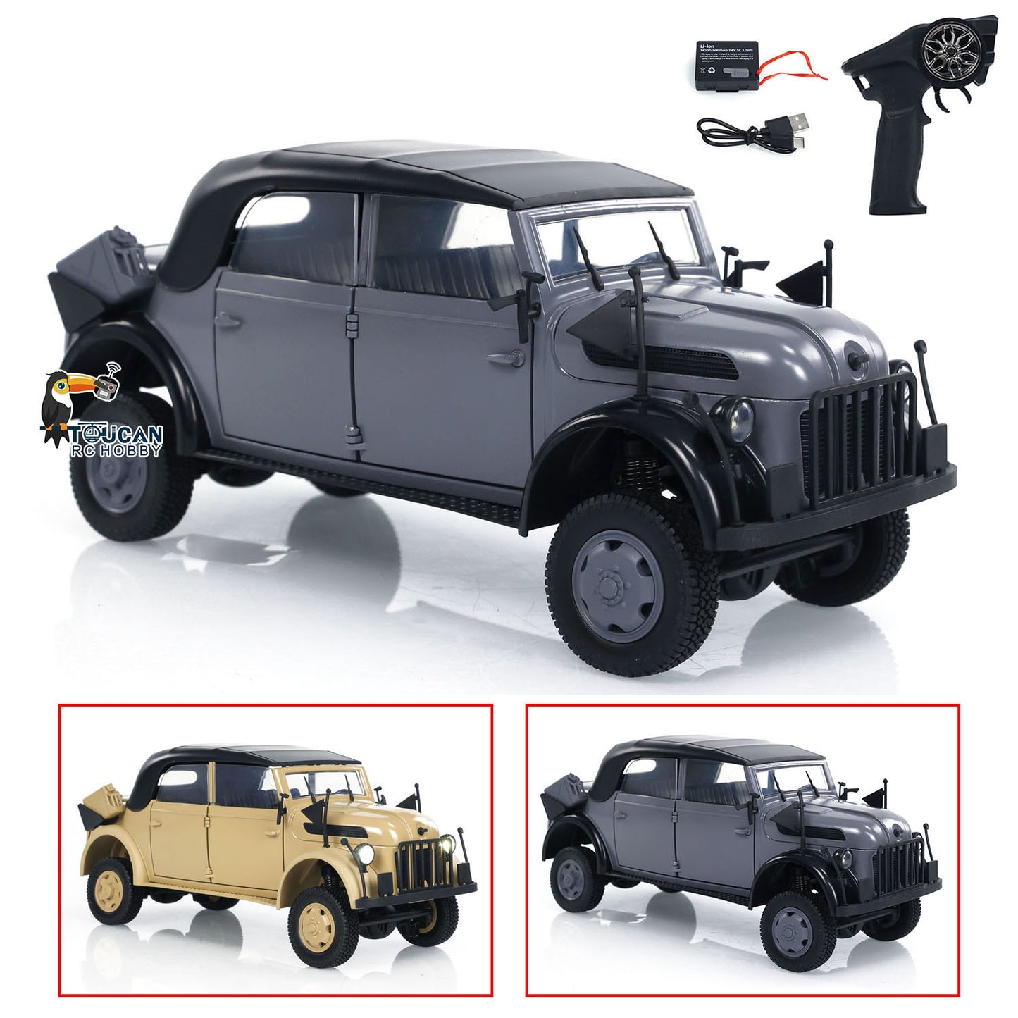 1/18 HG 4x4 RC Kommandofahrzeuge 4WD Funkgesteuertes Geländewagenmodell mit Ton und Licht, lackiert und montiert