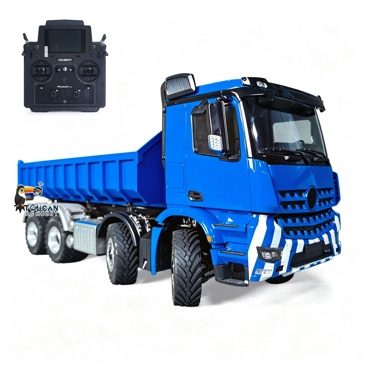 TOUCAN RC HOBBY 1/14 Radio Control Hydraulic Roll On Off Dumper 3CH Valves 8X8 Off Road Version RC Full Tipper 3Speed Transmission Light Sound
