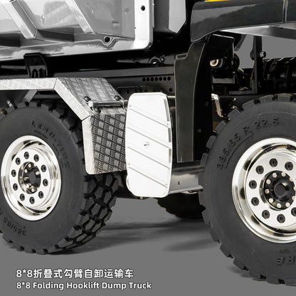 TOUCAN RC HOBBY LIMITED-TIME SALE LESU Z0098 1/14 Metal Hydraulic Roll On Off Dump Truck 8x8 Folding Hooklift Engineering vehicle with 3Speed Gearbox Differential Lock Sound Light
