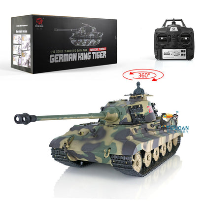 Henglong 1/16 TK7.0 Plastic 3888A German King Tiger RTR RC Tank with 360 Degrees Turret Sound Light Smoke BB Infrared Combat