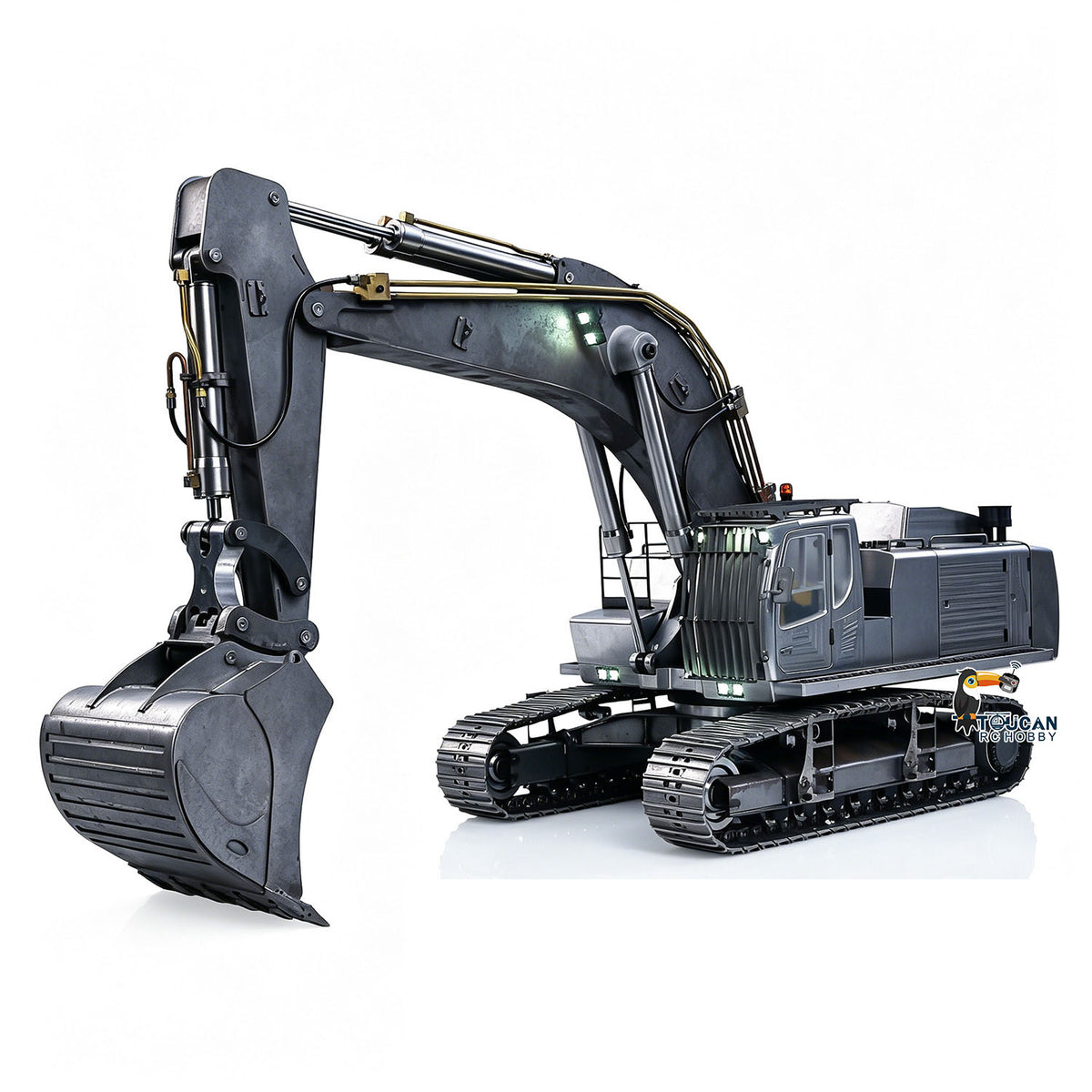 TOUCAN RC HOBBY 1/12 Metal Hydraulic Remote Control Excavator LR976 6CH Valves RC Digger RTR Model Dual Pump Brushless Motor Light Sound System