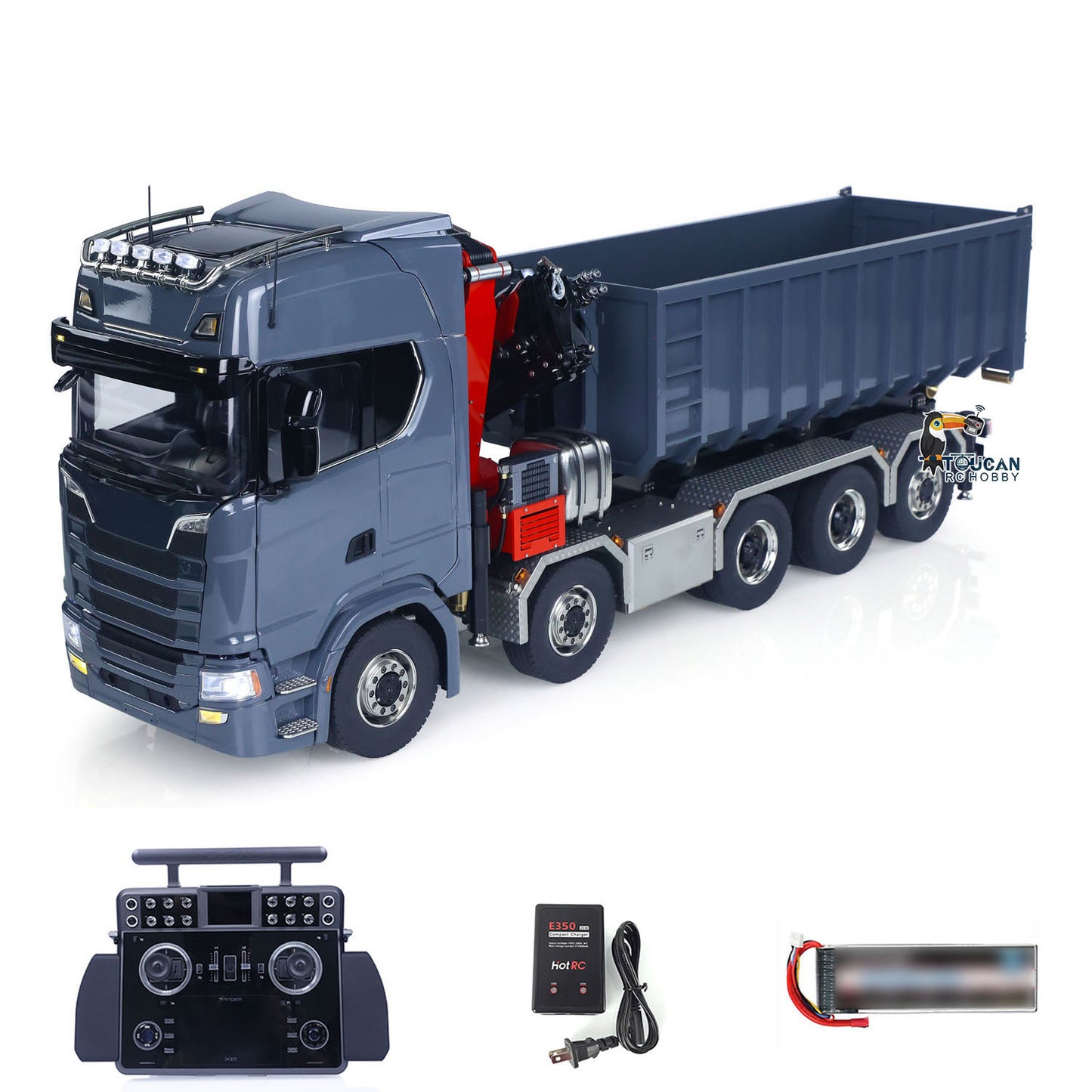 Toucanhobby 770S 1/14 5 Axles Metal RC Hydraulic Roll 0n Off Dumper Rear Axle Lifting 9-Way Reversing Valve for Model Enthusiasts