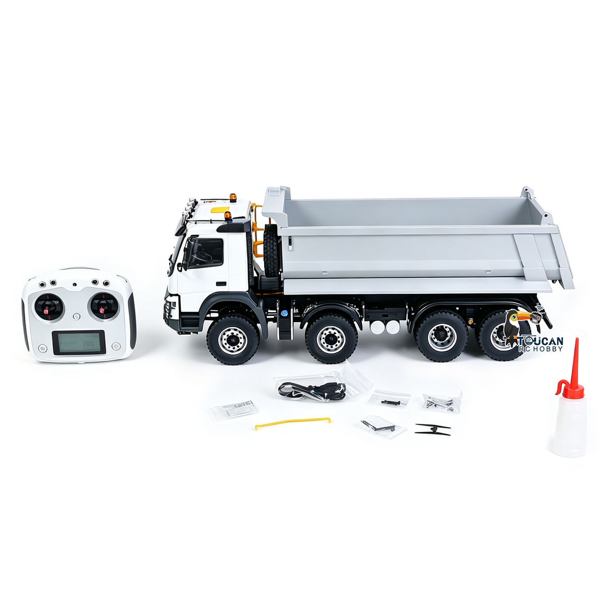 TOUCAN RC HOBBY JDM 1/14 Metal RC Hydraulic Dumper 8x8 Dump Truck Remote Control Tipper 2Speed Gearbox Differential Axle JDM-65D