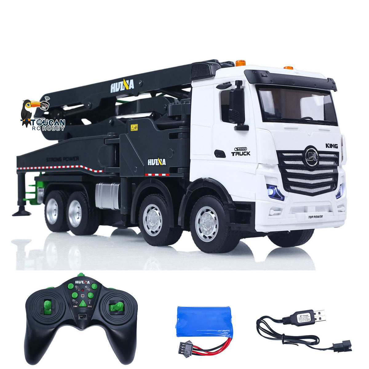 TOUCAN RC HOBBY HUINA 1/18 Remote Control Concrete Pump Truck 1381 Engineering Vehicle Finished Model RTR Manual Support Leg Light Sound Effects