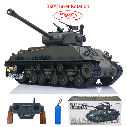TOUCAN RC HOBBY Fast Free Shipping 1/16 Remote Control Tank Sherman M4A3 E8 Fury Barrel IR BB Barrel Elevation Smoke Unit Metal Chassis Road Wheels 360 Rotation