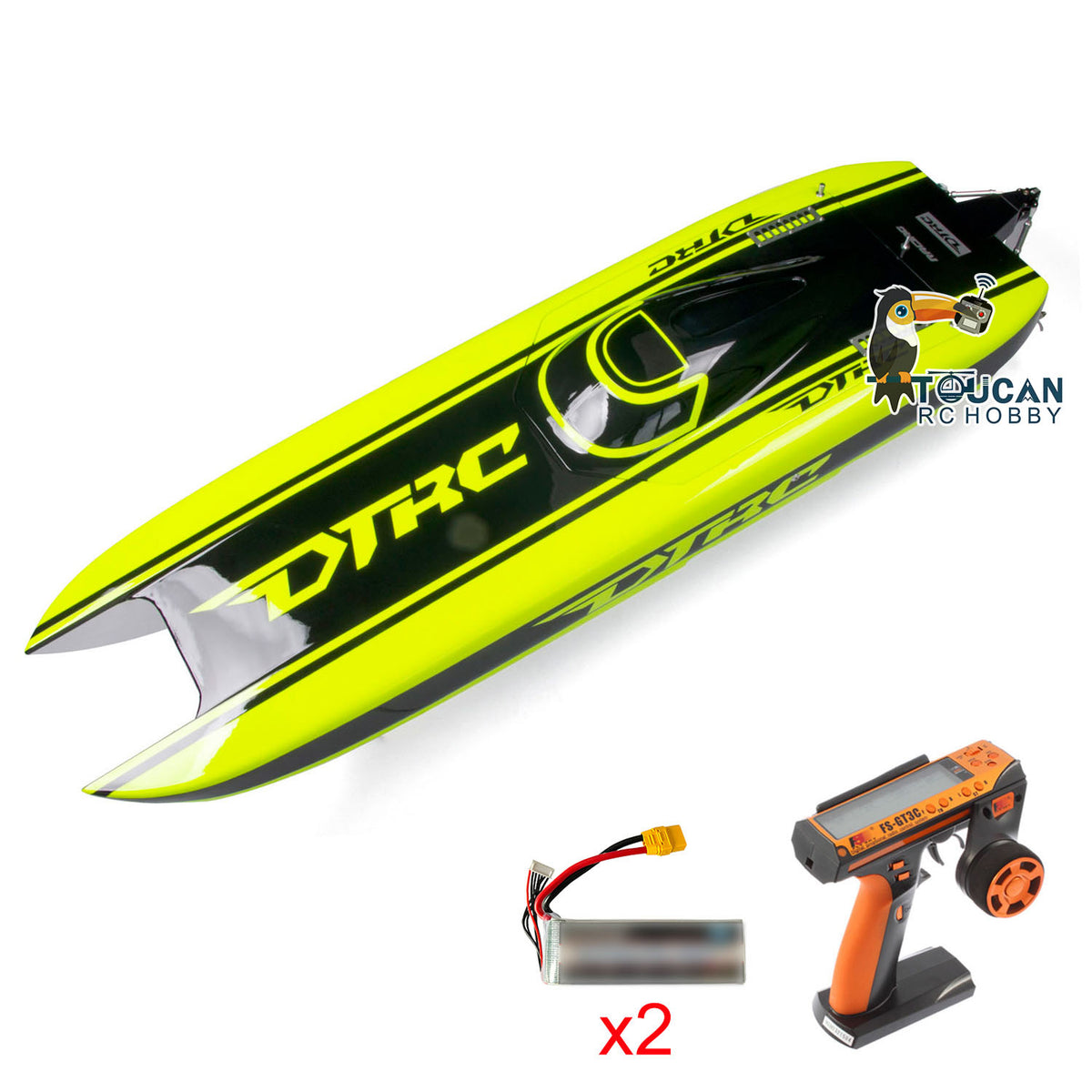 TOUCAN RC HOBBY E51 Fiber Glass Electric RTR RC Boat W/ Dual Motors Servos ESCs Batteries GT3C Radio System Remote Control Toys for Adult