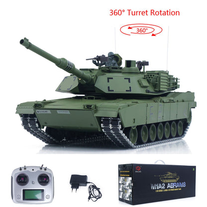 1/16 TOUCAN 3918 Abrams M1A2 RC Tank 360 Degree Turret Barrel Recoil Firing Flash Smoke Metal Gearbox Drive Idler Road Wheels