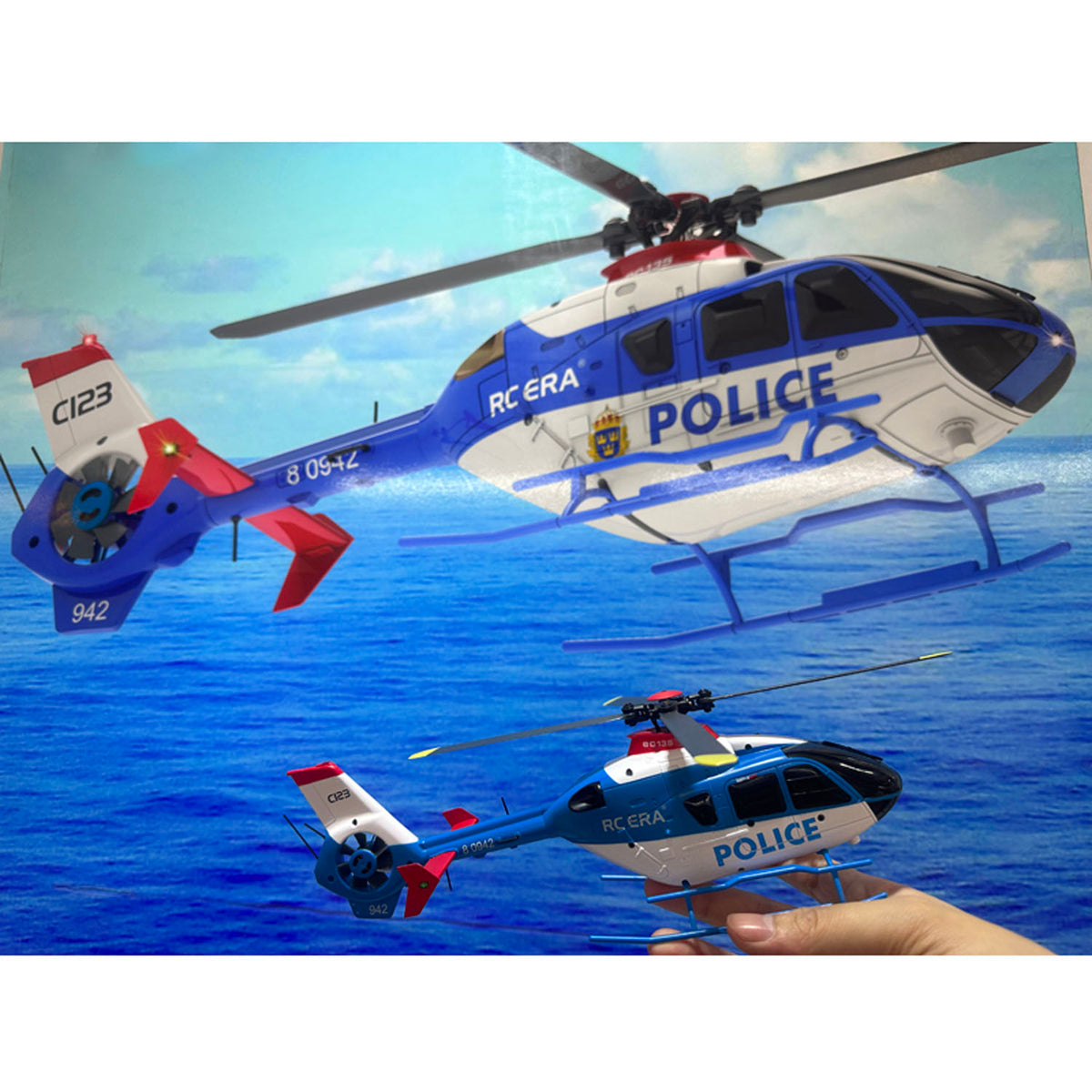 1/36 C123 RC Simulation Hubschrauber Modell EC135 Einzelpaddel Querruder Freies Flugzeug Dual Brushless Direktantrieb 3D Flugzeug Spielzeug