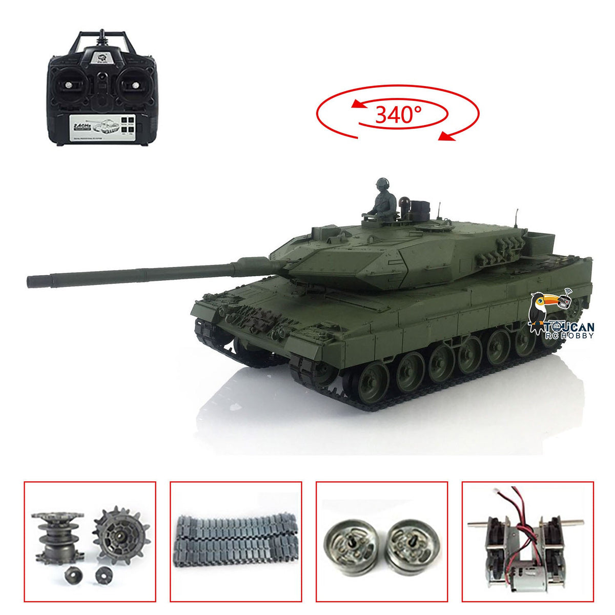 Henglong 1/16 TK7.0 Promotion German Leopard2A6 3889 RTR RC Tank Model IR BB Smoke Sound Steel Gearbox Metal Tracks Sprockets Idlers Wheels
