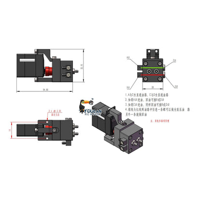 TOUCAN RC HOBBY CUT Model 1-5CH Metal Reversing Valve With 1-5 Servos for 1/14 1/16 Scale Remote Control Excavator Dozer Loader Forklift Truck Model