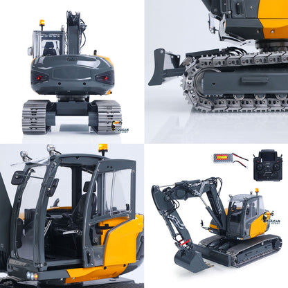 TOUCAN RC HOBBY PROMOTION LESU Metal 1/14 Hydraulic RC Excavator MC15 4 Arms Remote Control Digger Model 9 Ways Valve Dual Pumps Light Sound Radio Battery
