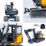 LESU Metal 1/14 Hydraulic RC Excavator MC15 4 Arms Remote Control Digger Model 9 Ways Valve Dual Pumps Light Sound Radio Battery