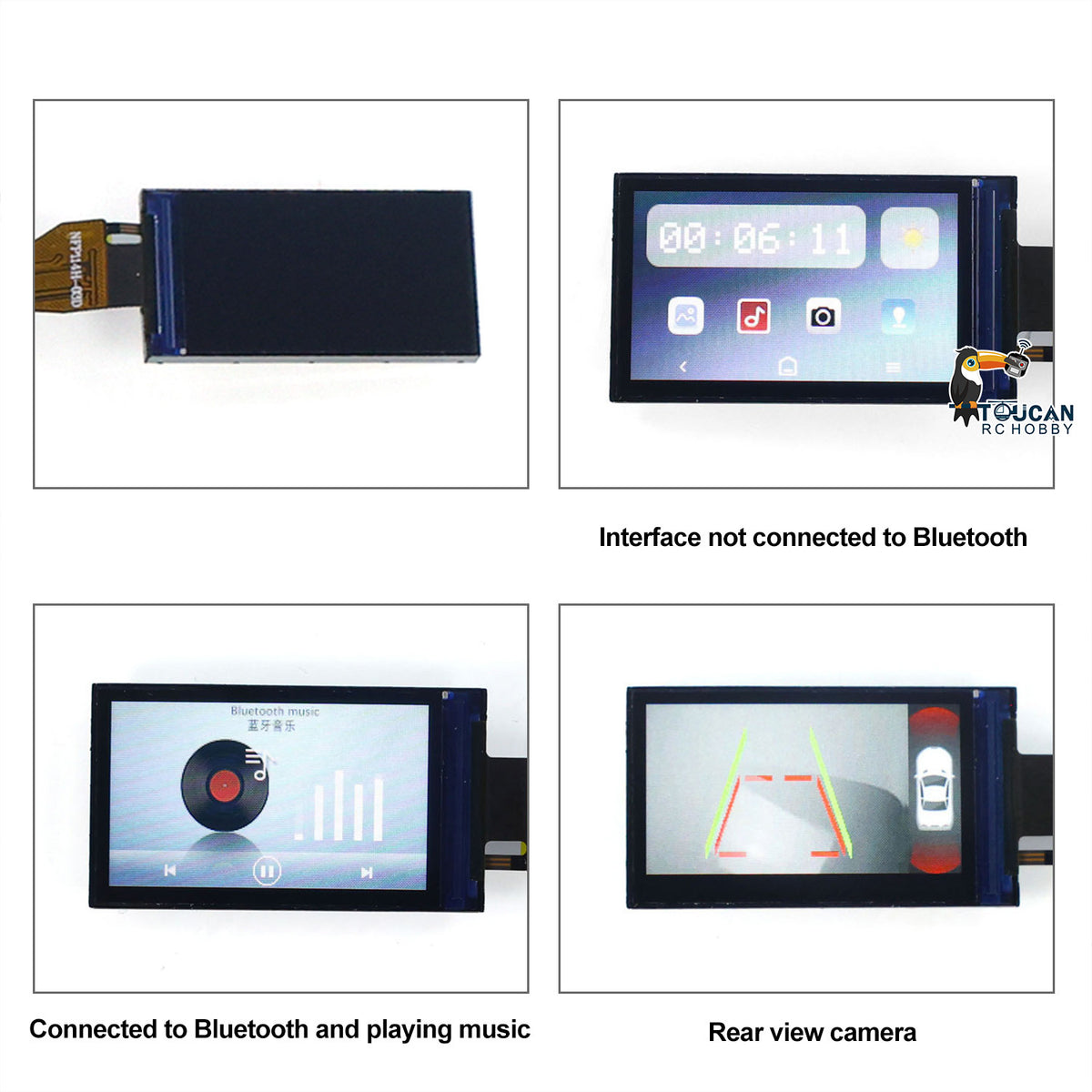 Rückfahrkamera-LCD-Display für RC-Sattelzugmaschinen im DIY-Maßstab, hydraulischer Muldenkipper, Raupenauto, ferngesteuertes Geländefahrzeugmodell