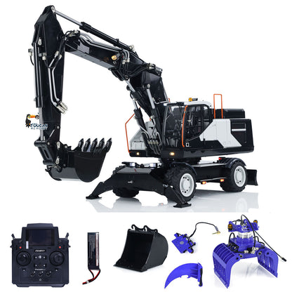 EC380 1/14 RC Hydraulikbagger Rad-Baufahrzeug 3-Arm Fernbedienung Bagger Modell Greifer Kippbarer Zweischalengreifer