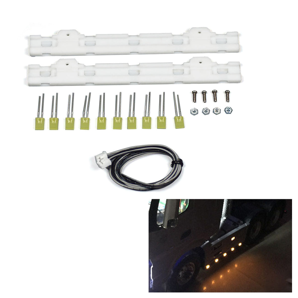 3V LED Kunststoff Seitenschweller Lichtleiste 5 Perlen für 1/14 DIY TAMIYA RC Traktor LKW Modell FH16 R620 Anhänger Engineering Fahrzeug Auto