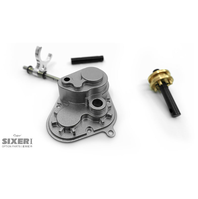 Metall-Frontluftgitter-Haubenstange, 2,8-Zoll-Nabe, verbesserte Wellen und Gehäuse für das Verteilergetriebe für 1/6 CAPO RC SIXER1 Crawler-Automodell
