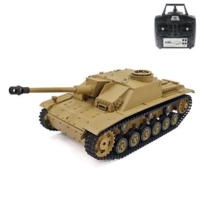 2.4G Henglong 1/16 7.0 Plastic German Stug III 3868 RTR RC Tank BB IR Steel Gearbox 1800MAH Battery Sound Lights Smoke Special Spray Painting Model