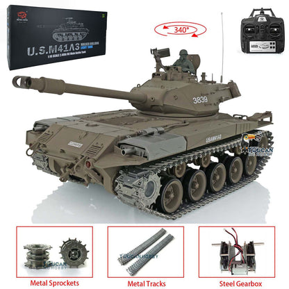 Henglong 1/16 TK7.0 Promotion USA Walker Bulldog M41A3 RTR RC Tank 3839 Smoke Infrared Combat BB Unit Metal Tracks Gearbox Sprockets Wheels